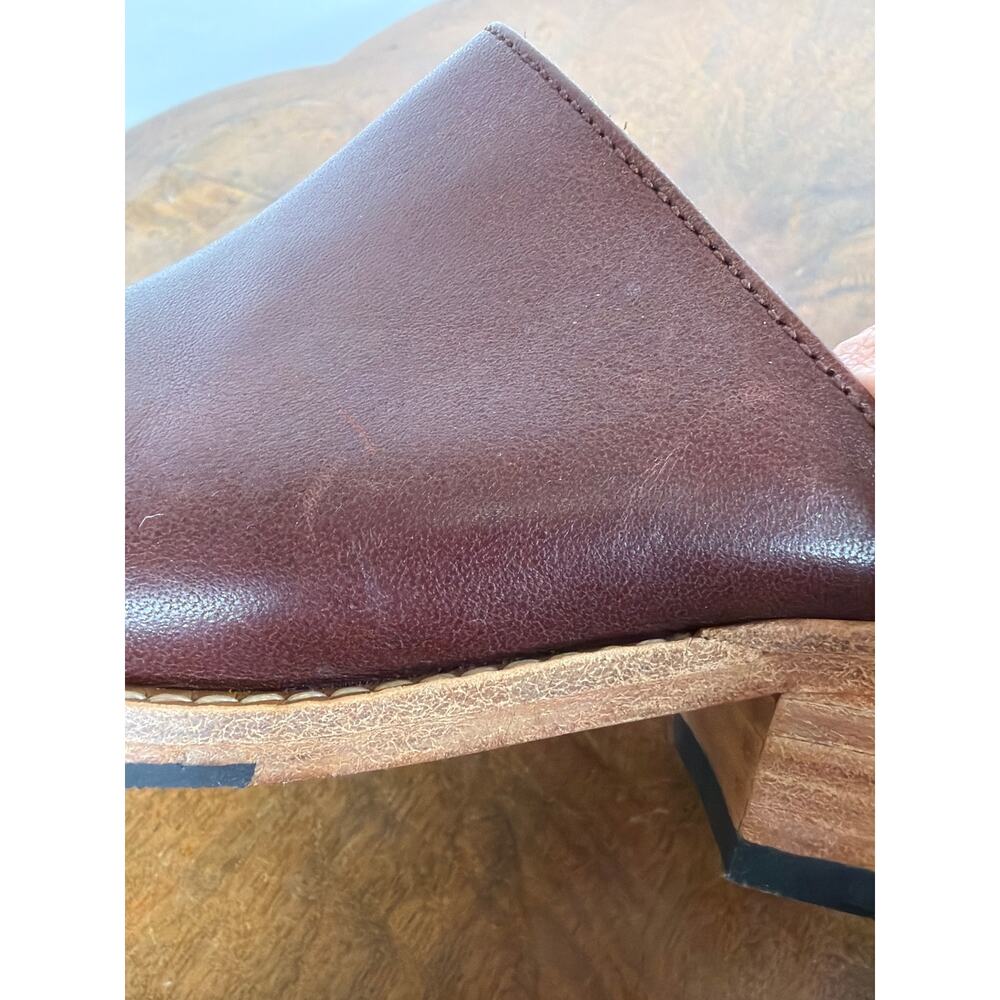 Patina Portland Leather Brown Leather Stacked Heel Mules Size 5.5 Mexico - Picture 7 of 11